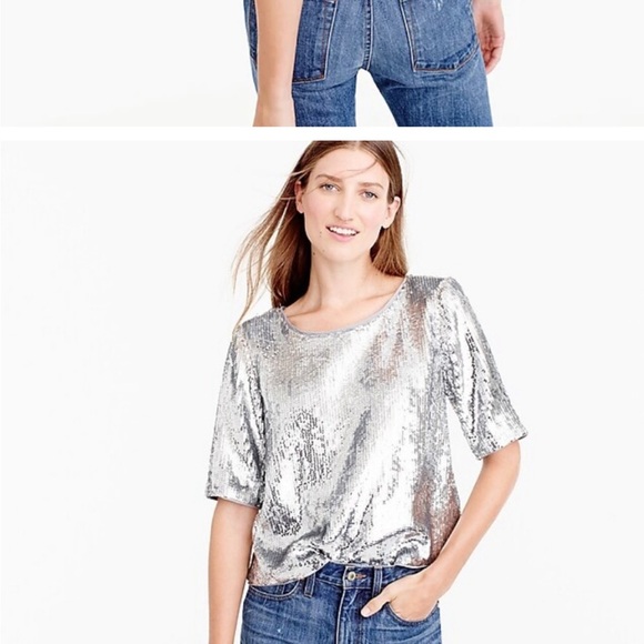J.CREW SEQUIN SILVER PARTY TOP WITH GROSGRAIN BOW TIES SIZE 00 Y2K - Picture 2 of 7